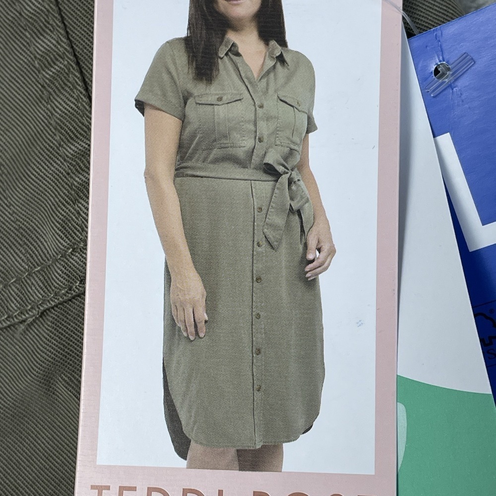 Teddi Rose Women's L Shirt Dress Green Tencel e1228